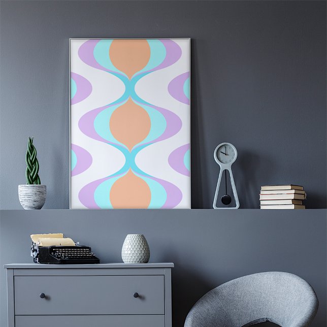 Poster Pastel Violet Orange Aqua Blue Ogee White Waves (Criador carregado)