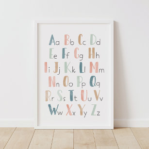 Poster Pastel Watercolor Alphabet ABC Classroom Decor