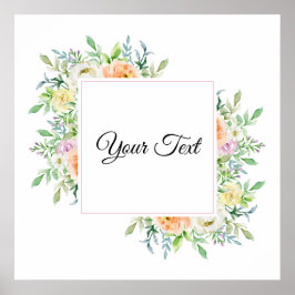 Poster Pastel Watercolor Floral com Nome Personalizado