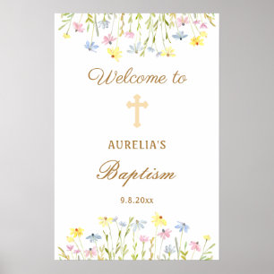 Poster Pastel Wildflower Baptism Bem-vindo