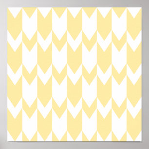 Pôster Pastel Yellow and White Chevron Pattern.
