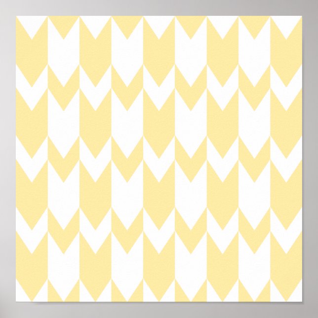 Pôster Pastel Yellow and White Chevron Pattern. (Frente)