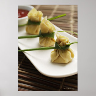 Poster pastilhas wanton com molho picante branco