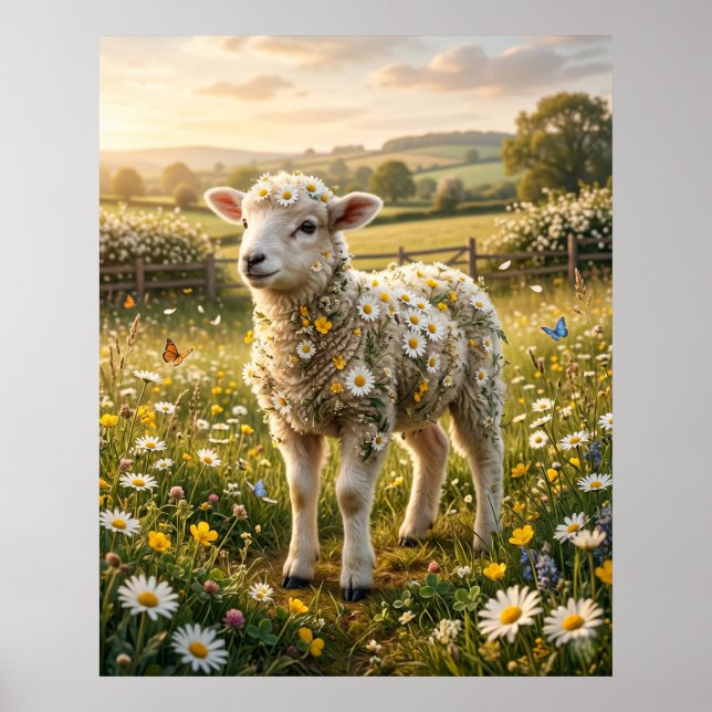 Poster Pasto de Primavera Daisy Lamb (Frente)