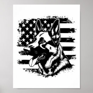 Poster Pastor Alemão Bandeira Dos EUA Óculos De Sol Patri