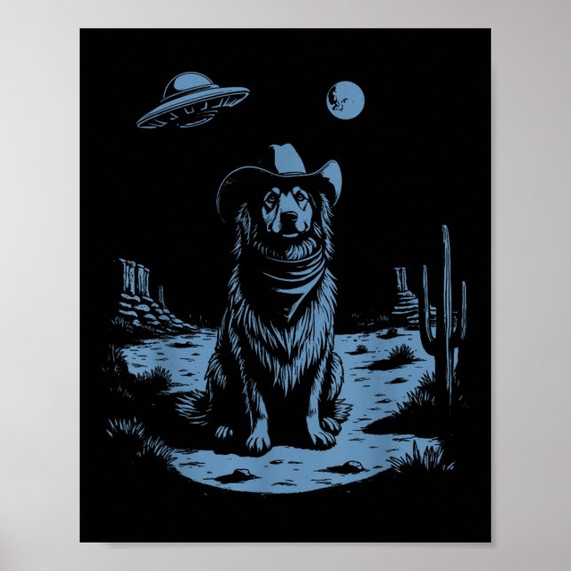 Poster Pastor australiano Aussie Vintage Ufo Western (Frente)