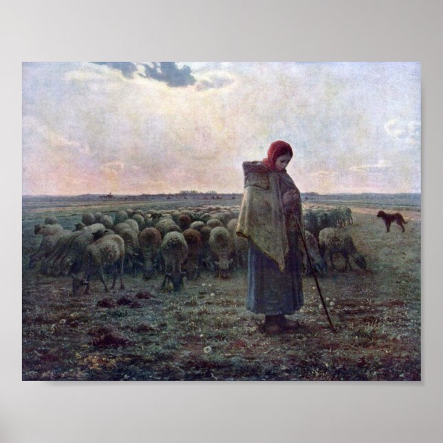 Poster Pastor com seu bando, Jean-Francois Millet (Frente)