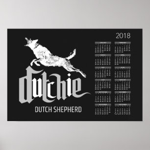 Pôster Pastor holandês - calendário 2018 de Dutchie