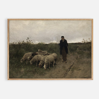 Poster Pastor, óleo de vintagem na canvas