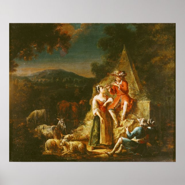 Pôster Pastor tocando flauta (Frente)