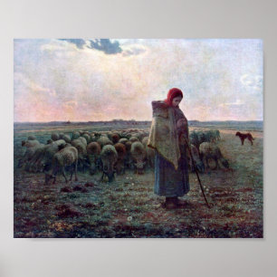 Poster Pastores com seu rebanho, Jean-Francois Millet