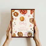 Poster Pastries & Pacificators Girl Chá de fraldas bem-vi<br><div class="desc">"Pastas e pacificantes" são temas de chá de fraldas com ilustração do pão de canela incorporado ao texto "OH BABY" com ilustrações de flores,  café,  pastelaria e pacificantes.</div>