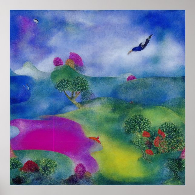 Poster Pastura Impressionista Moderna pelo Mar (Frente)