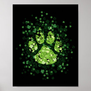 Poster Pata de Cachorro Irlandesa Lucky Green Shamrock Cl