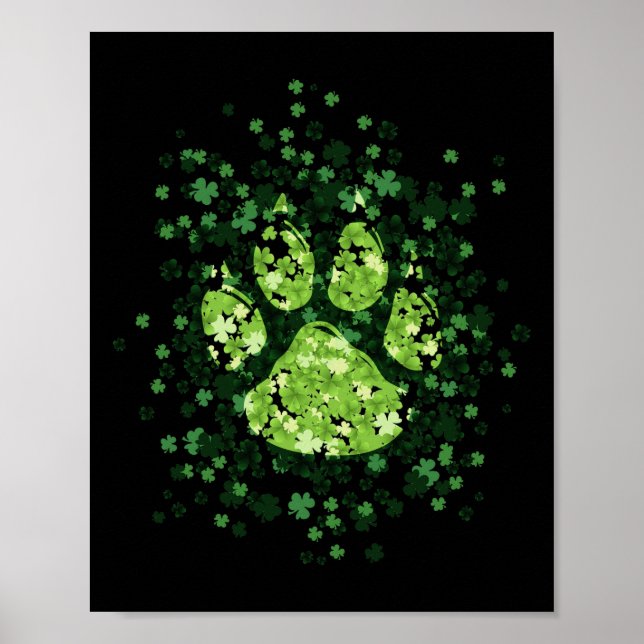 Poster Pata de Cachorro Irlandesa Lucky Green Shamrock Cl (Frente)