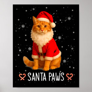 Poster Patas de Papai Noel Gato Tabby Laranja Engraçado N