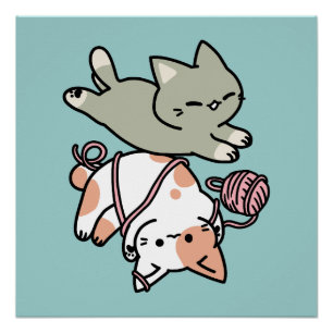Pôster Patas e Brincadeiras – Ilustração de Gato Adorável
