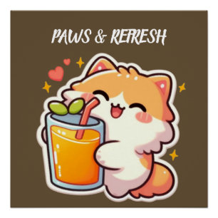 Pôster Patas Personalizadas e Design de Gato Fofo Atualiz