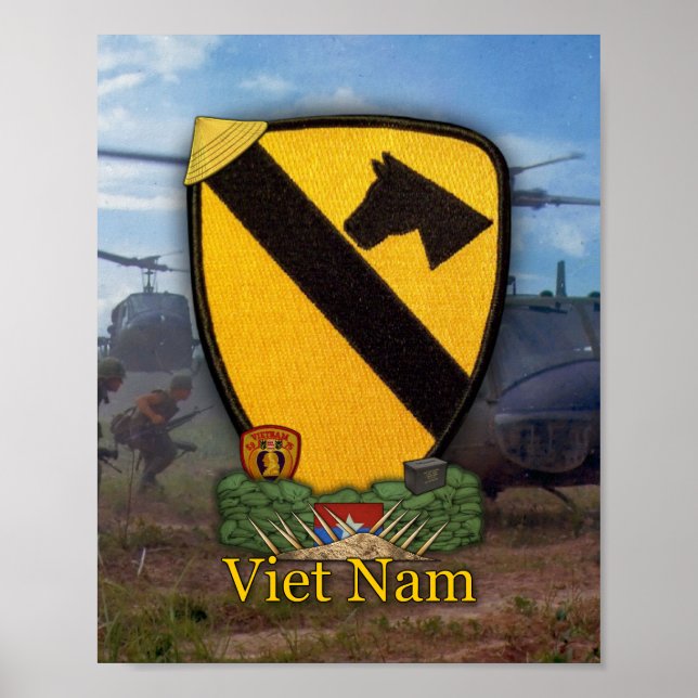Pôster Patch da Guerra do Vietname Nam - Cavalaria de 1ru (Frente)