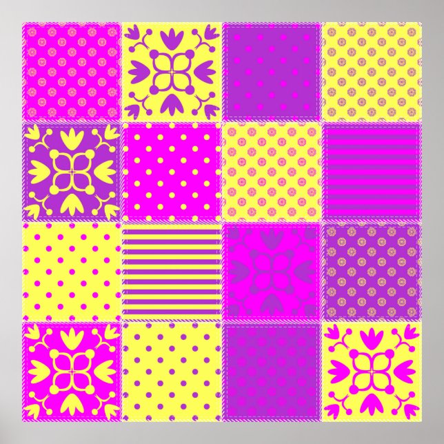 Poster patchwork background with different patterns art,b (Frente)