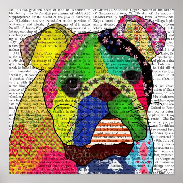 Pôster Patchwork Bulldog (Frente)