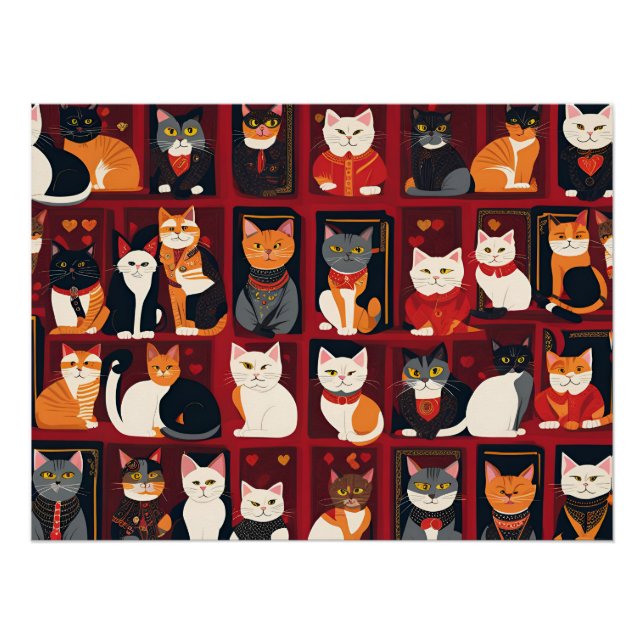 Pôster patchwork cats AI art poster (Frente)