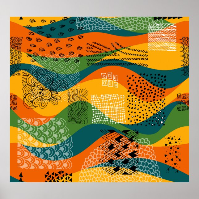 Poster Patchwork da moda: Arte Abstrato não dulante (Frente)