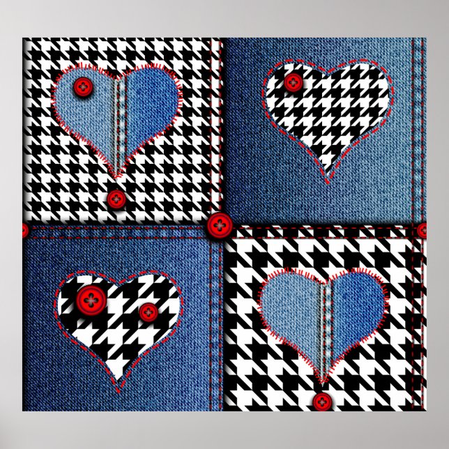 Poster Patchwork de Denim: padrão de Tecido sem falhas (Frente)