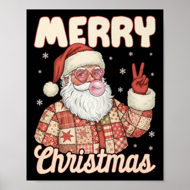 Poster Patchwork Santa Claus Xmas Merry Christmas Men Wom (Frente)