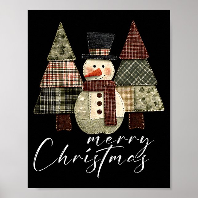 Poster Patchwork Snowman,patchwork Christmas Tree Funny G (Frente)