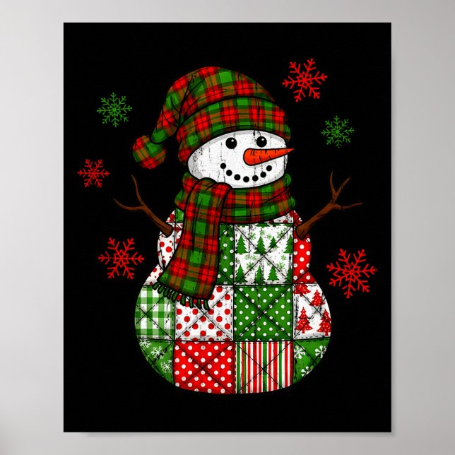 Poster Patchwork Snowman, Retro Funny Christmas  (Frente)