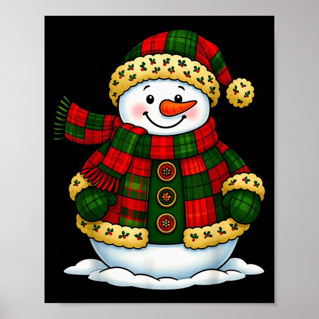 Poster Patchwork Snowman Retro Funny Christmas Snowman Ho (Frente)