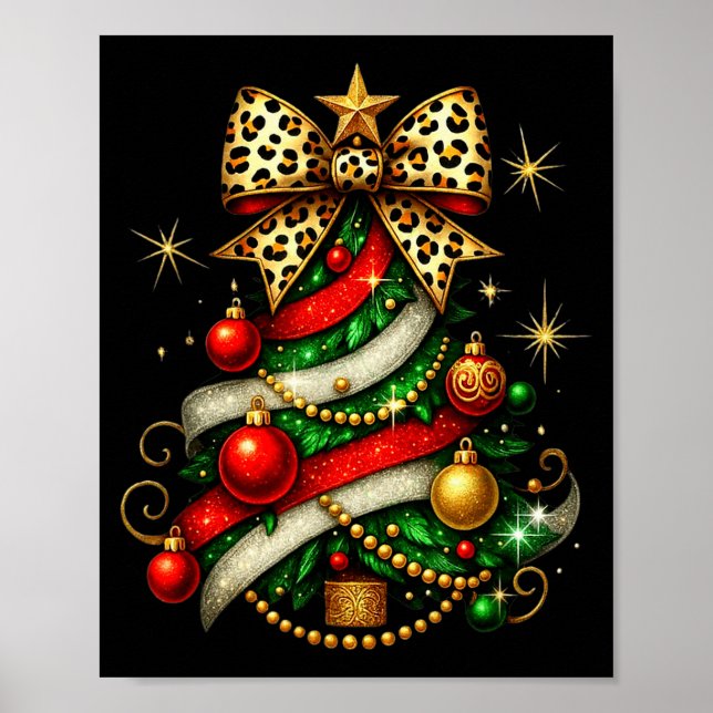 Poster Patchwork Xmas Merry Christmas Tree Coquette Leopa (Frente)
