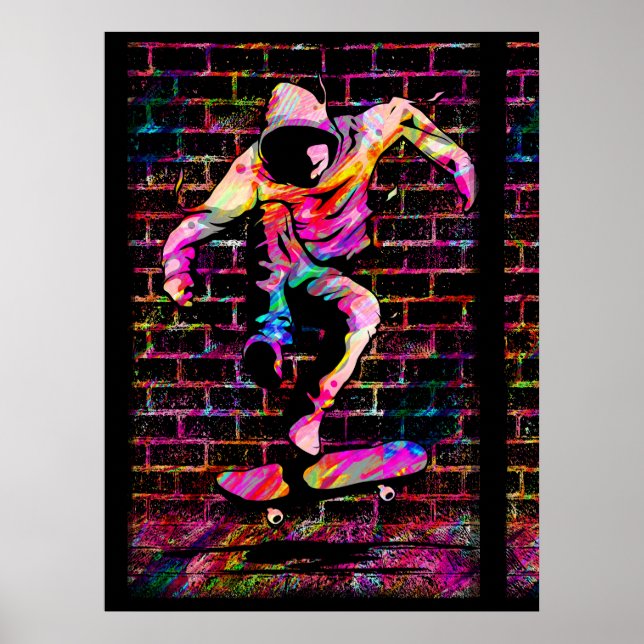 Poster Pateador Retro - Skateboarder - Placa de Skate Vin (Frente)