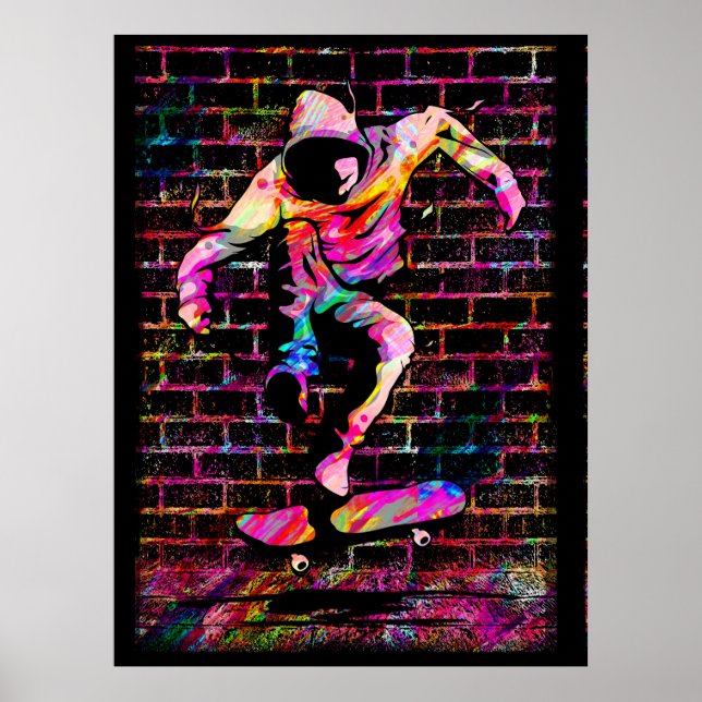 Poster Pateador Retro - Skateboarder - Placa de Skate Vin (Frente)