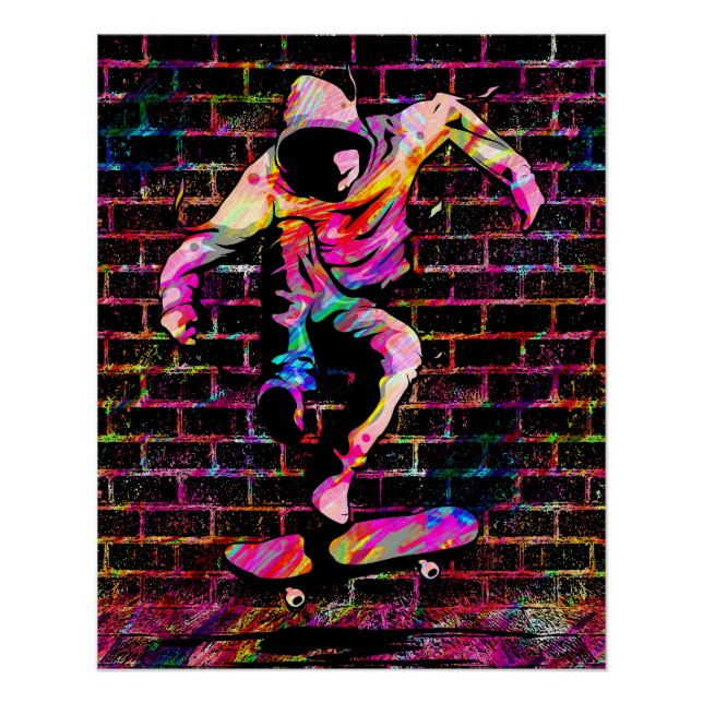 Pôster Pateador Retro - Skateboarder - skateboard Vintage (Frente)