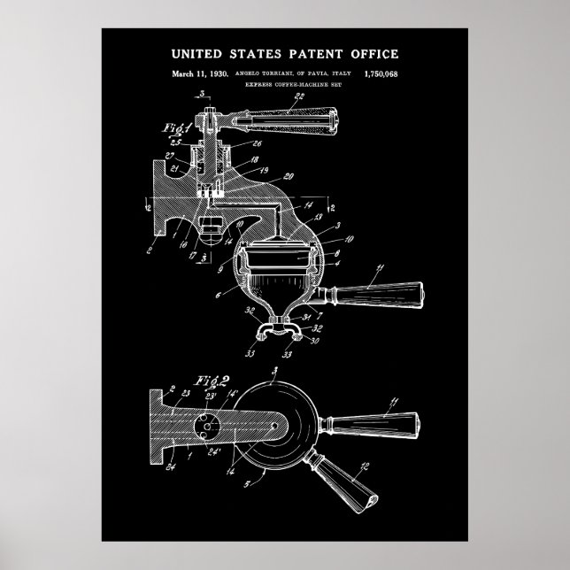 Poster Patente 1930 ESPRESSO COFFEE MACHINE (Frente)