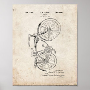 Pôster Patente da bicicleta de Schwinn - olhar velho