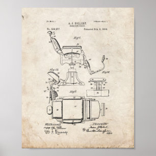 Pôster Patente da cadeira de barbeiro - olhar velho
