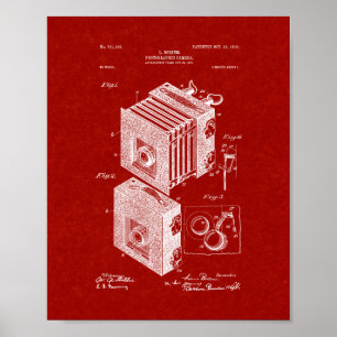 Pôster Patente da câmera fotográfica - vermelho de