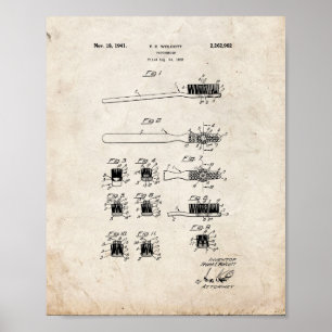 Pôster Patente da escova de dentes - olhar velho