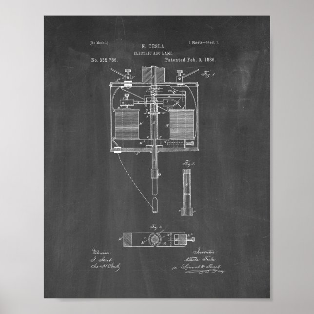 Poster Patente da lâmpada de arco elétrico - quadro (Frente)