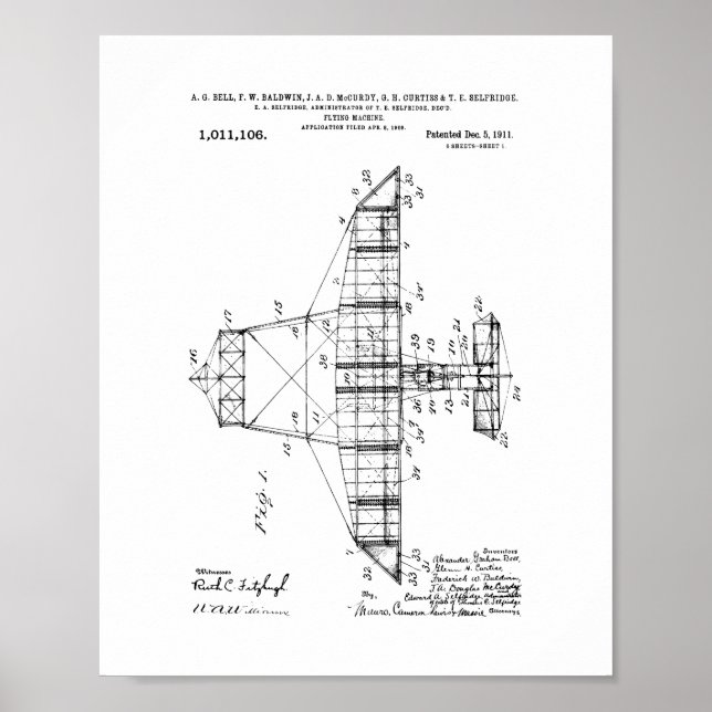 Poster Patente da máquina voadora (Frente)