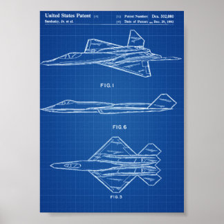 Pôster Patente de avião YF-23 - Blueprint