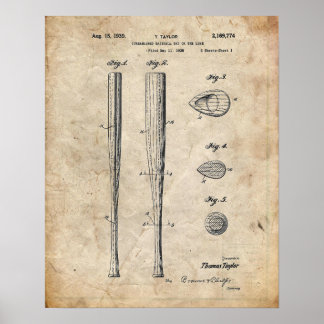 Poster Patente de Bat Baseball