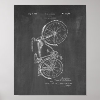 Pôster Patente de Bicicleta Schwinn - Chalkboard