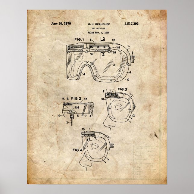 Poster Patente de Esqui (Frente)