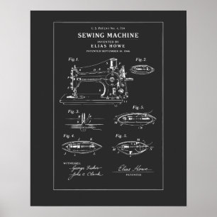 Poster Patente de máquina de costura Blueprint