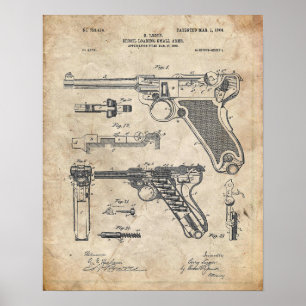 Poster Patente de Parabellum da pistola do Luger