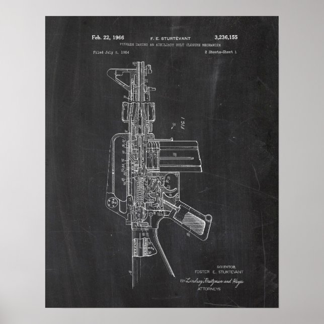 Poster Patente de pistola de arma Ar-15 (Frente)